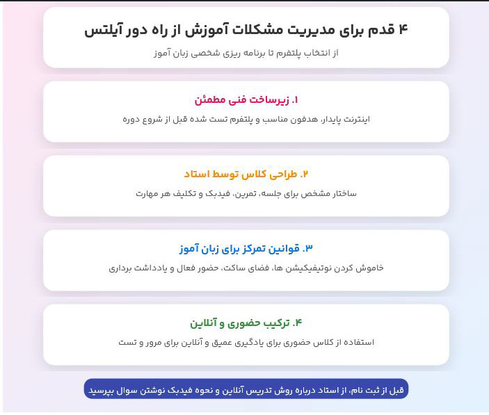 حل مشکلات آموزش از راه دور آیلتس