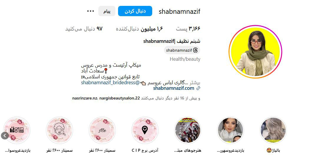 میکاپ آرتیست شبنم نظیف