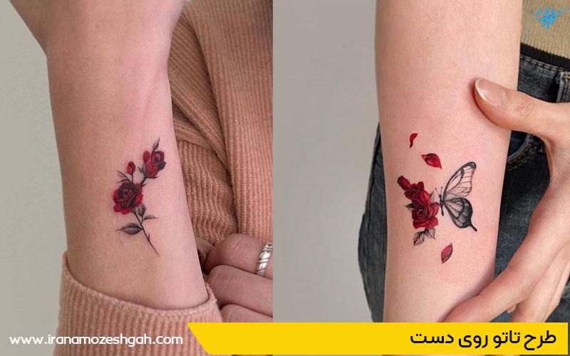 مدل تاتو گل رز روی دست