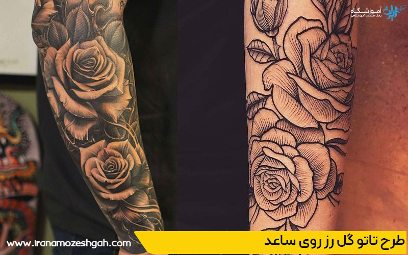 تاتو گل رز روی ساعد