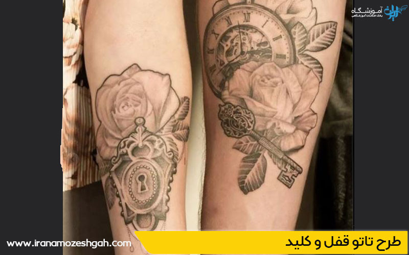 طرح تاتو قفل و کلید ست عاشقانه