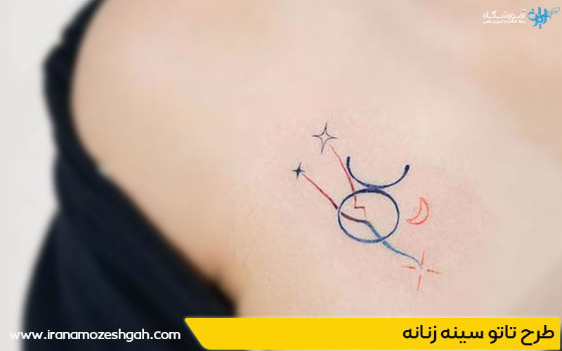 طرح تاتو روی سینه زن