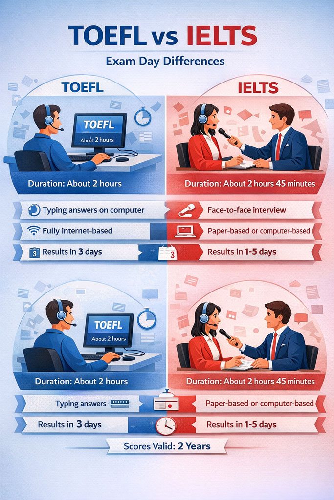 تفاوت مهارتهای اصلی در جلسه آزمون تافل و آیلتس